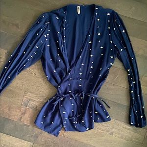Royal Blue Long Sleeve Wrap Top